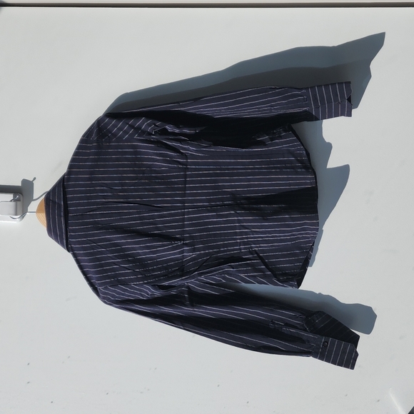 Vintage Zara Fitted Navy Striped Shirt - Picture 6 of 6